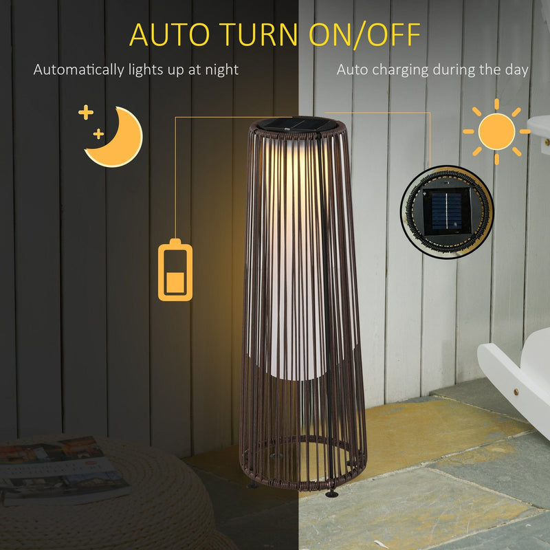 PE Rattan Solar Lanterns, Woven Wicker, Auto On/Off Outsunny