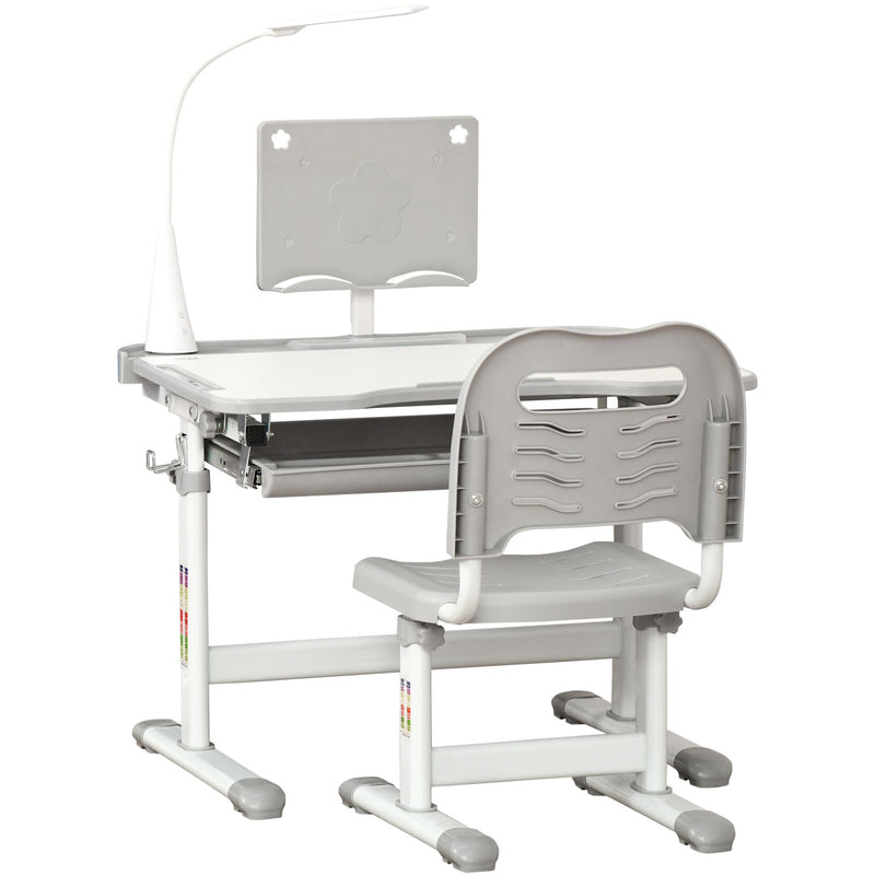 Kids' Activity Desk Set with USB Lamp & Drawer, Grey/White