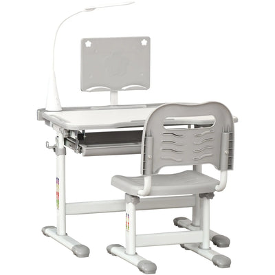 Kids' Activity Desk Set with USB Lamp & Drawer, Grey/White Homcom