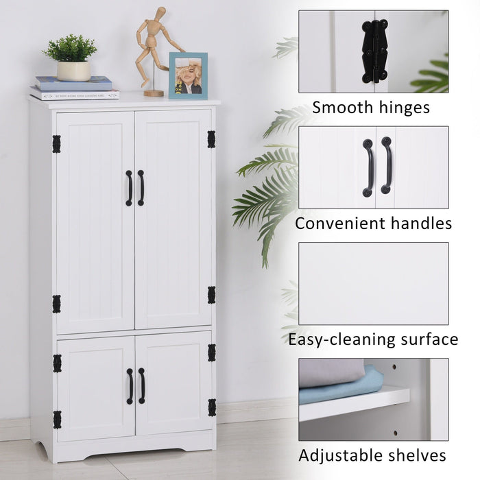 White Floor Storage Cabinet w/ Adjustable Shelves