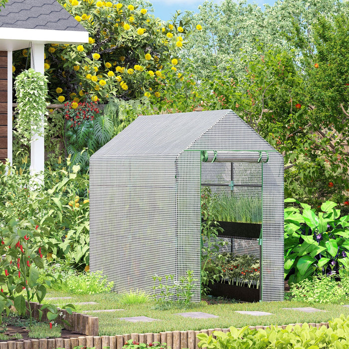 Small Walk In Greenhouse, 6x4ft, Steeple Style, Clear