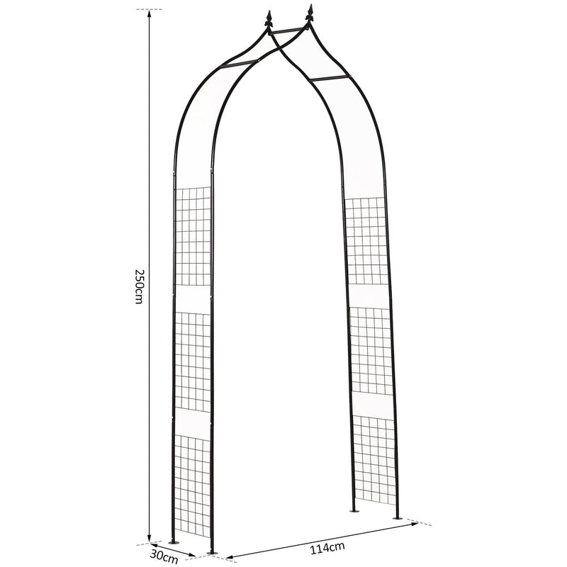 Metal Garden Pergola, Steel Frame, for Plants & Trellis Outsunny