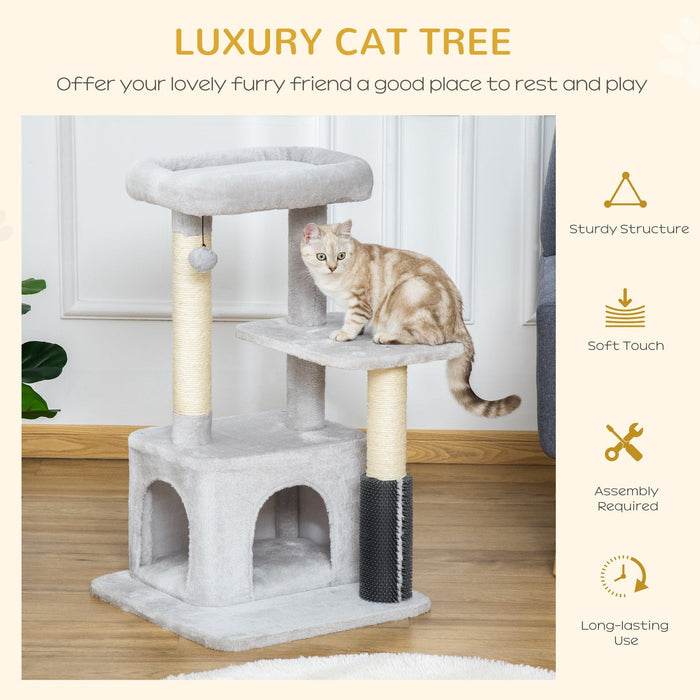 Cat Tree Tower, Sisal Post, Massage Toy, 48x48x80cm, Grey