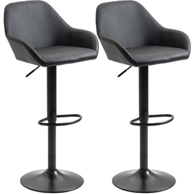 Swivel Barstools Set of 2, PU Leather, Steel Base Homcom