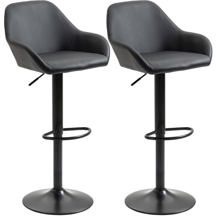 Swivel Barstools Set of 2, PU Leather, Steel Base