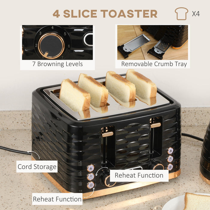Homcom Kettle and Toaster Set, Black