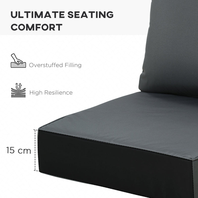 Thick Chair Cushions Outdoor - Charcoal Outsunny