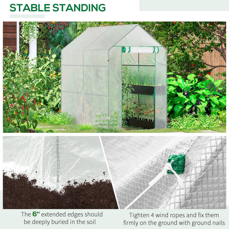 Small Walk In Greenhouse, 6x4ft, Steeple Style, Clear
