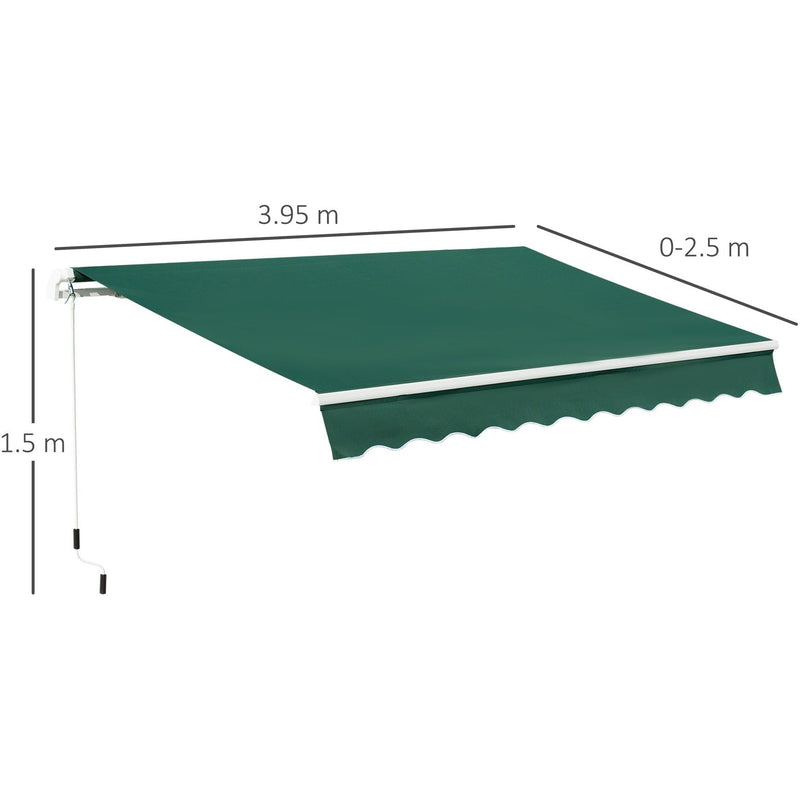 Awning Canopy Retractable, Manual Operation, 4x2.5m