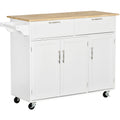 White Kitchen Island Cart with Wheels Homcom