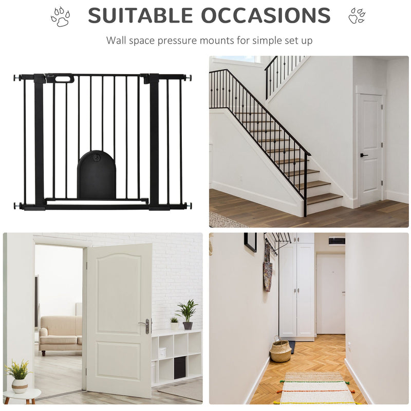 Extra Wide Pet Safety Gate, Black, 75-103cm
