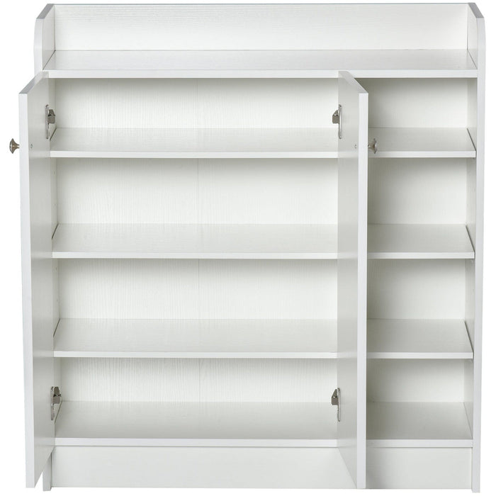 2 Door Shoe Cabinet with 4 Adjustable Shelves - White