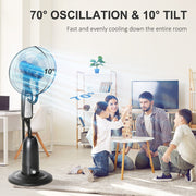 Misting Pedestal Fan, 2.8L Tank, Timer, Remote, Black Homcom