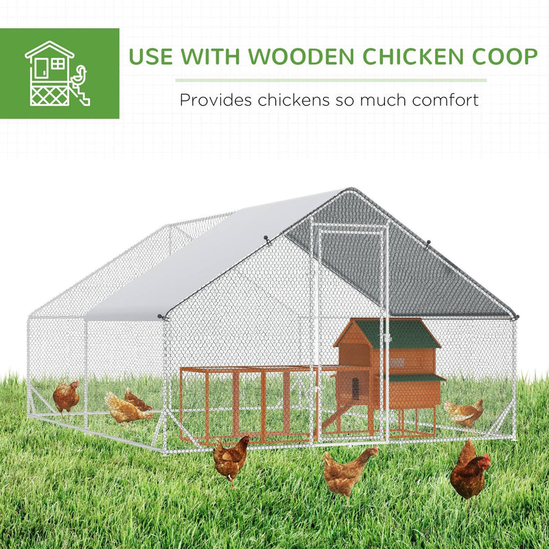 Galvanised Chicken Coop w/ Run, Playpen, Water-Resist Cover