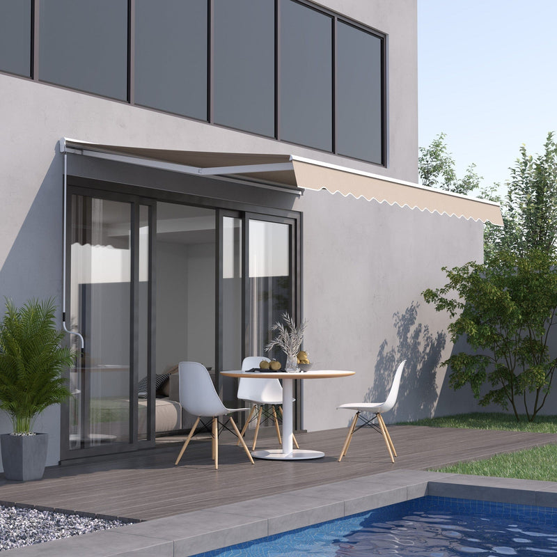 Manual Awning For Patio 3.5 x 2.5M Retractable Cream White