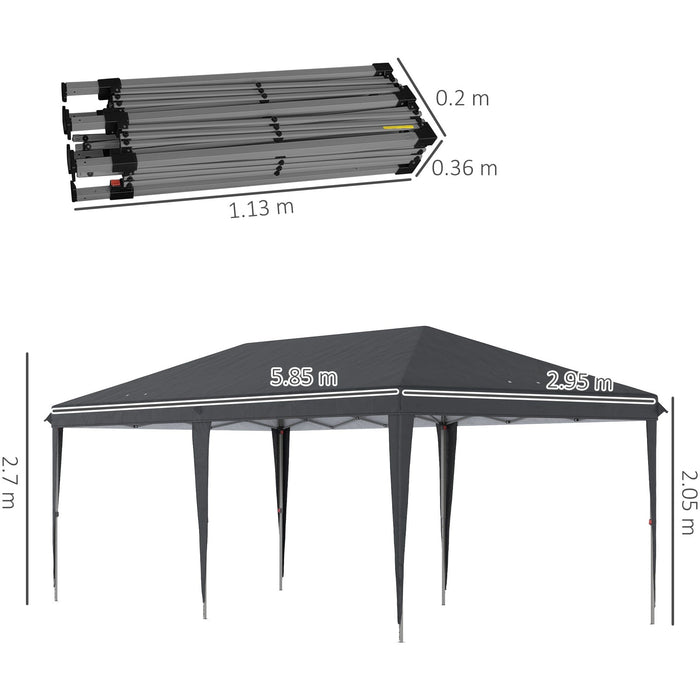 Pop Up Gazebo 6x3, UV-Resistant, Adjustable Height, Black