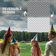 Outsunny Reversible Outdoor Rug with Carry Bag and Ground Stakes, Waterproof Plastic Straw Mat for Backyard, Deck, RV, Picnic, Camping Grey & White Outsunny