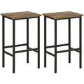 Set of 2 Industrial Breakfast Bar Stools, Rustic Brown Homcom