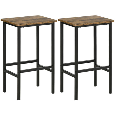 Set of 2 Industrial Breakfast Bar Stools, Rustic Brown Homcom
