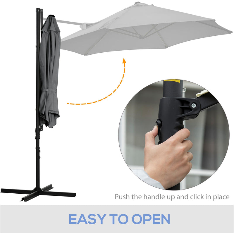 2.5M Cantilever Garden Parasol with 360° Rotation, Grey