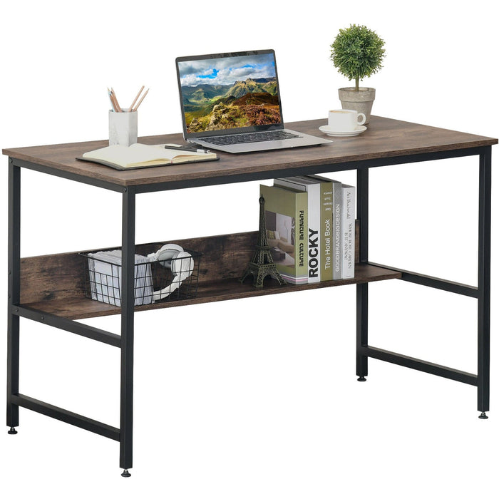Home Office Desk with Shelf & Adjustable Feet