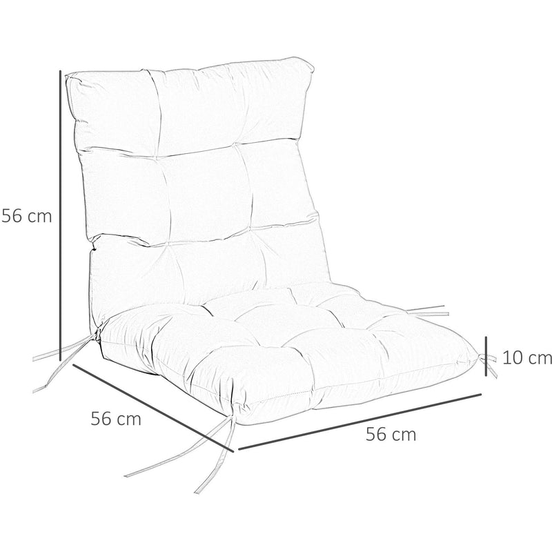Outsunny Garden Back Chair Cushion, Comfortable Patio Seat Cushion Pad with Backrest for Outdoor & Indoor Use, Light Grey Outsunny