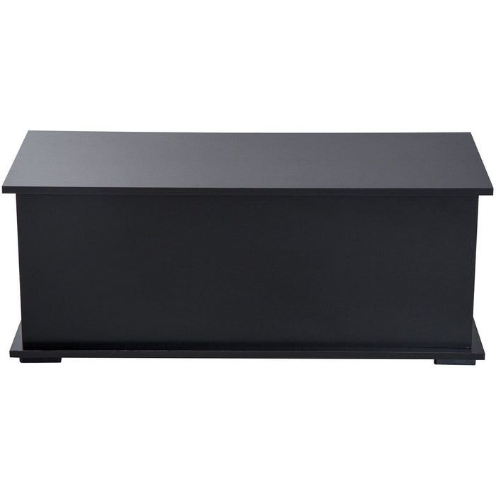 Black Wooden Storage Box Ottoman With Lid
