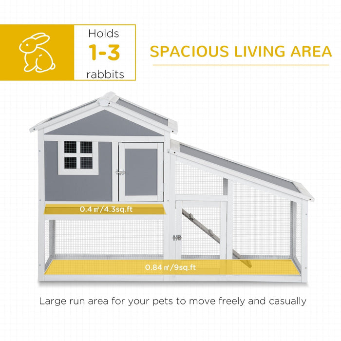 Two Storey Wooden Rabbit Hutch, Grey