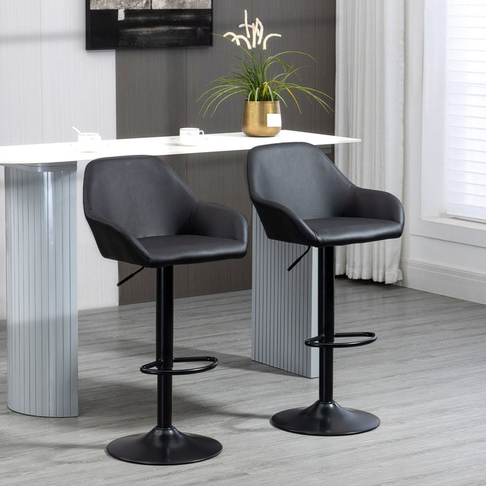 Swivel Barstools Set of 2, PU Leather, Steel Base