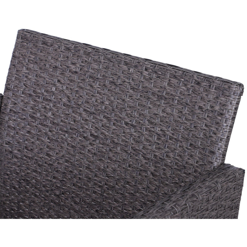 Rattan Garden Lounge Set with Glass Table & Cushions