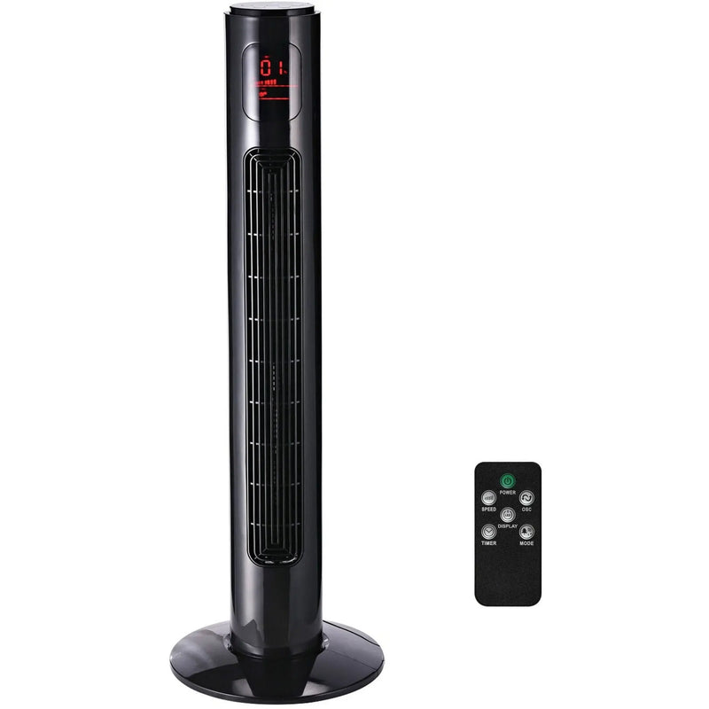 38" Tower Fan with Remote, 3 Speed, 12h Timer, Oscillation Homcom