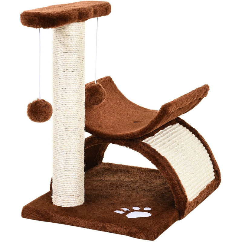 Brown Plush Cat Tree, L40 x W30 x H43 cm