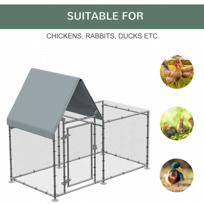 Large Galvanised Walk In Chicken Run w/ Water-Resist Cover