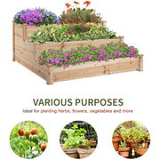 3 Tier Raised Wooden Garden Bed, 124x124 cm Outsunny