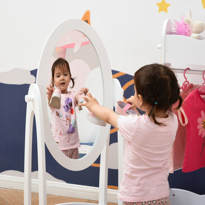 Child's Full Length Mirror, Storage Shelf