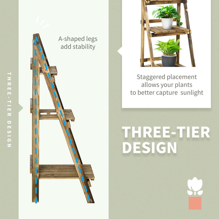 3 Tier Folding Wooden Garden Planter Display Stand