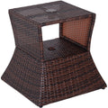 Rattan Coffee Table w/ Storage, Brown Outsunny