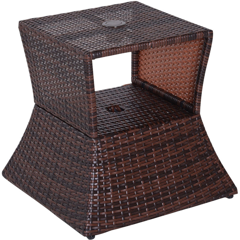 Rattan Coffee Table w/ Storage, Brown