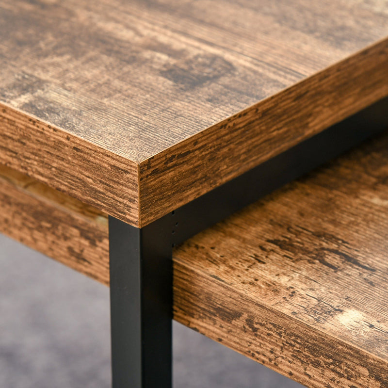 2pc Industrial Coffee Tables, Black & Brown