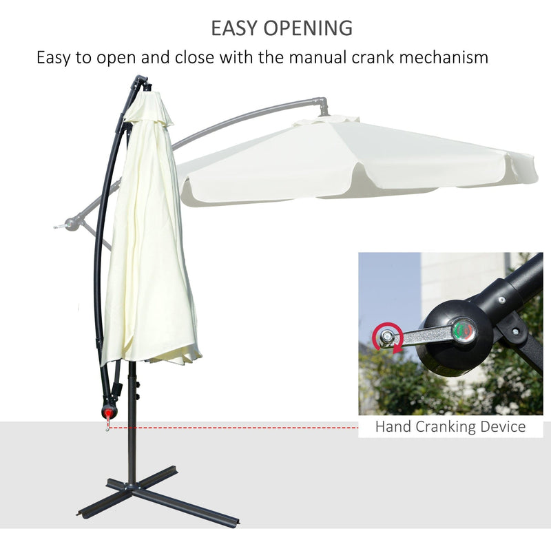 2.7m Cantilever Parasol With Cross Base - Crank Handle