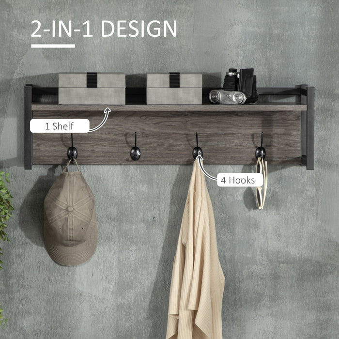 Grey Wall-Mounted Coat Rack