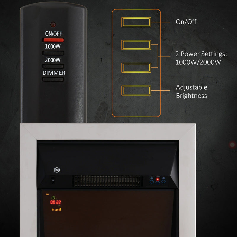 Contemporary Electric Fireplace, Coal Flame, LED, Remote