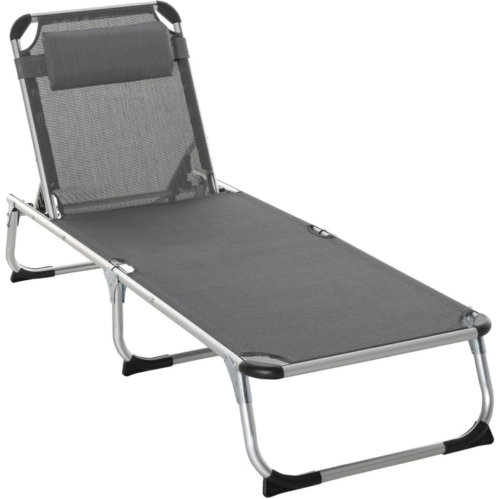 Foldable Sun Lounger, 5-Level Adjustable Back