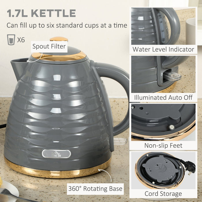 Homcom Kettle and Toaster Set, Grey