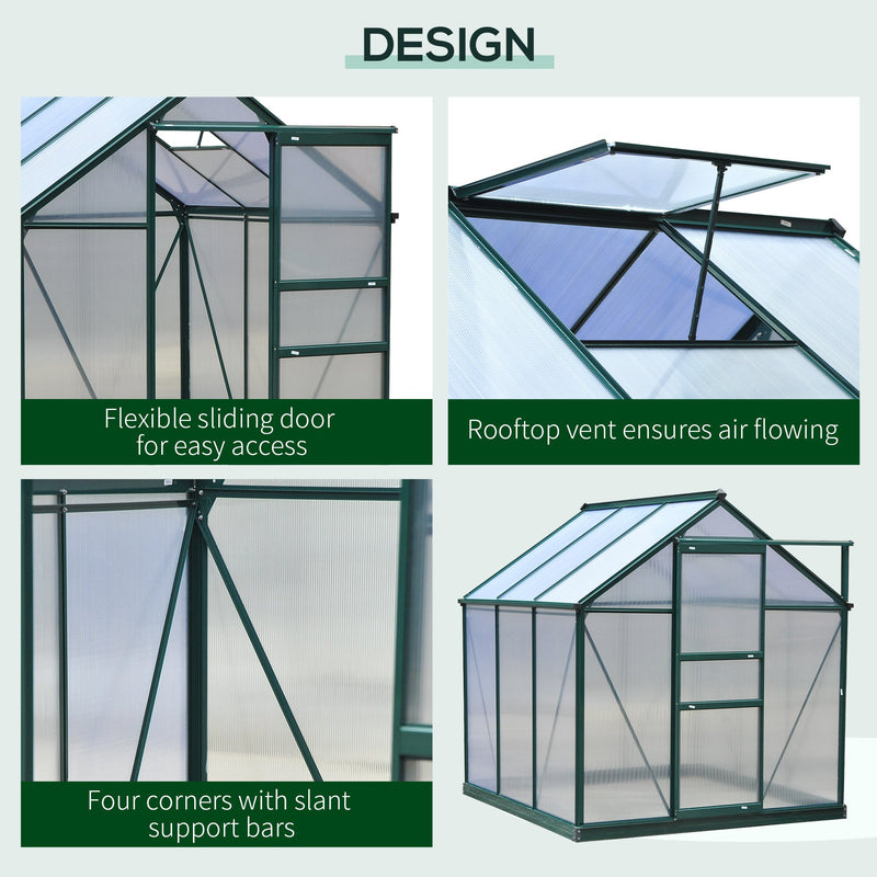 Polycarbonate Greenhouse, Walk In, Galvanised Frame, Clear