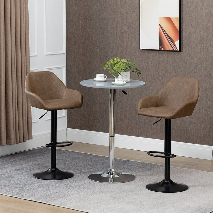 Swivel Barstools Set of 2, PU Leather, Steel Base