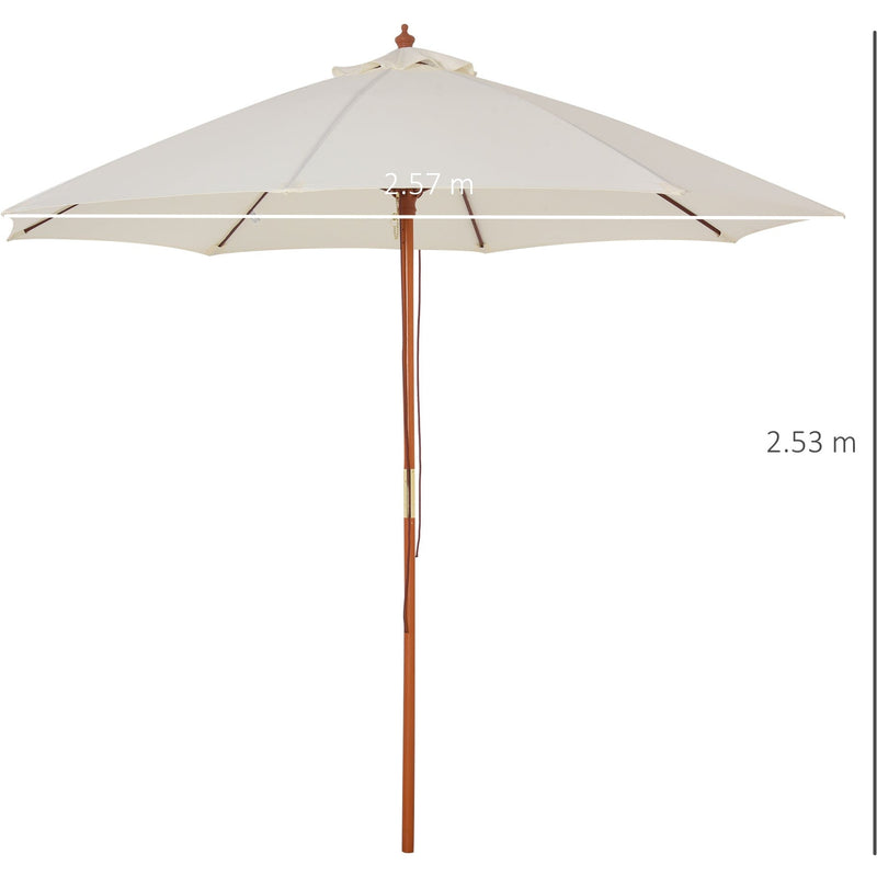 2.5m Wooden Garden Parasol - Top Vent