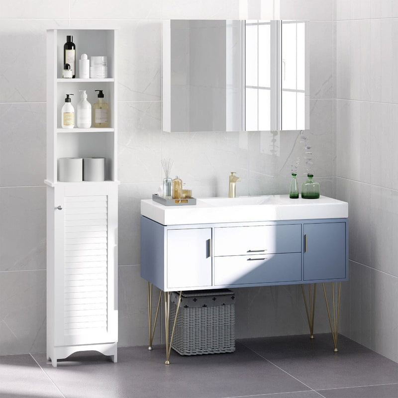 Tall Slim Bathroom Storage Cabinet, 34 x 20 x 165 cm, White