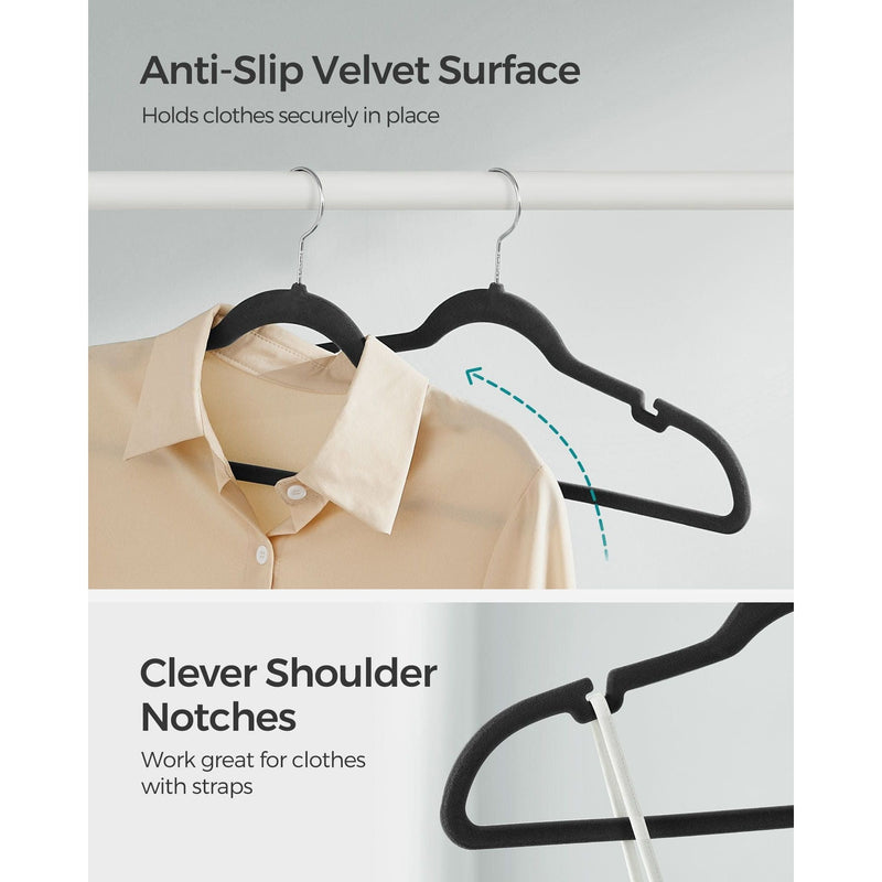 Songmics Black Velvet Clothes Hangers, Pack of 50 Songmics