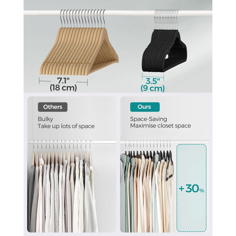 Songmics Black Velvet Clothes Hangers, Pack of 50 Songmics